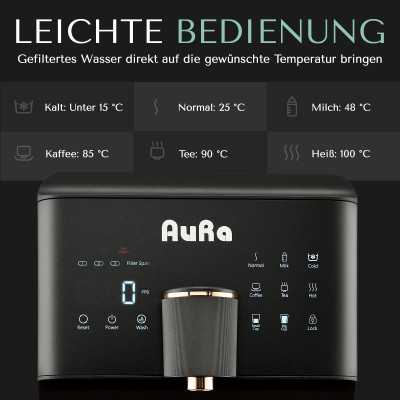 AURA| Auftisch-Umkehrosmoseanlage mit Wasserstoff-Ionisator und Heißwasserfunktion ohne Festwasseranschluss Weiß und Schwarz W23