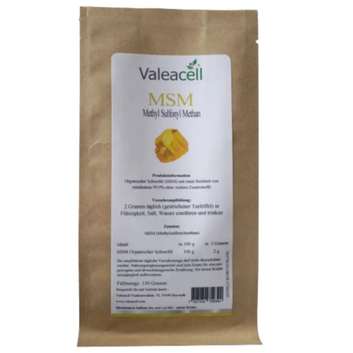 MSM Organická síra - 1 9501232949125Domovská stránka zdravotních produktů Valeacell8,90 €organicka-sira-msm-100-cistota-pro-klou
