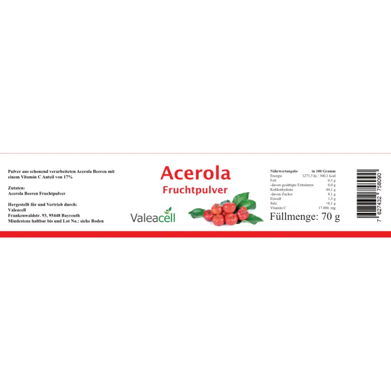 Acerola | 70g Pulver | Valeacell