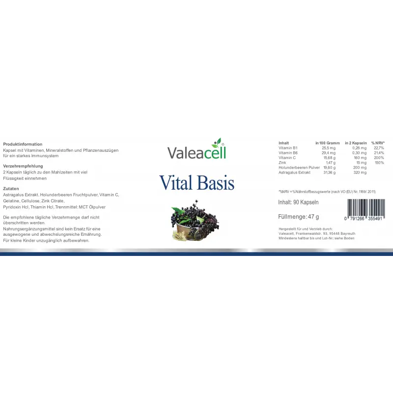 VITAL BASIS | 90 capsule in vetro ambrato | Valeacell