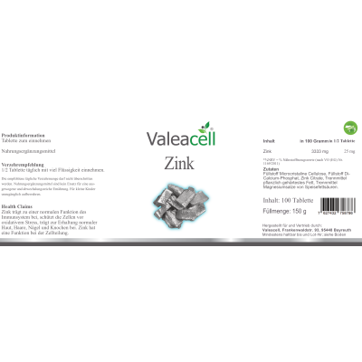 Zink | 100 Tabletten | Valeacell