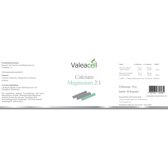 Calcium Magnesium 2:1 Label