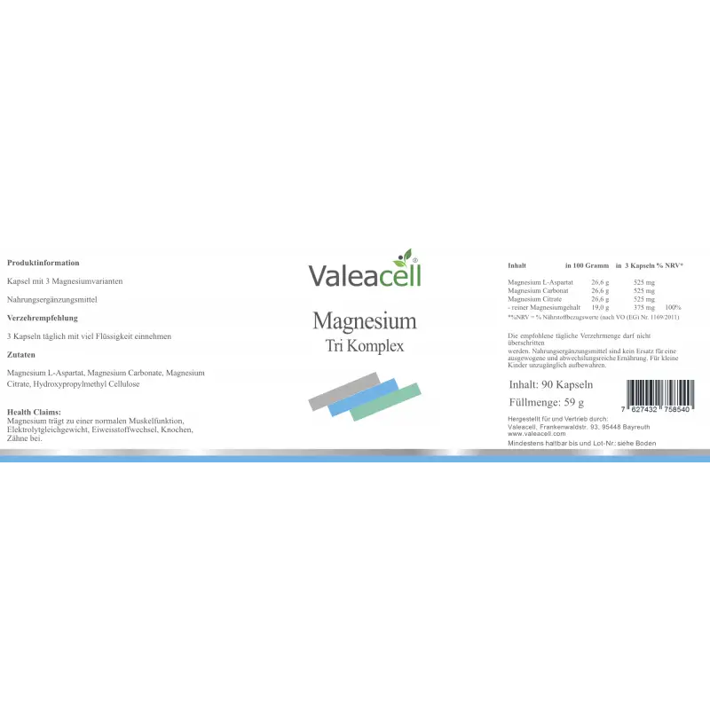 Magnesium Tri Complex | 90 kapsúl | Valeacell