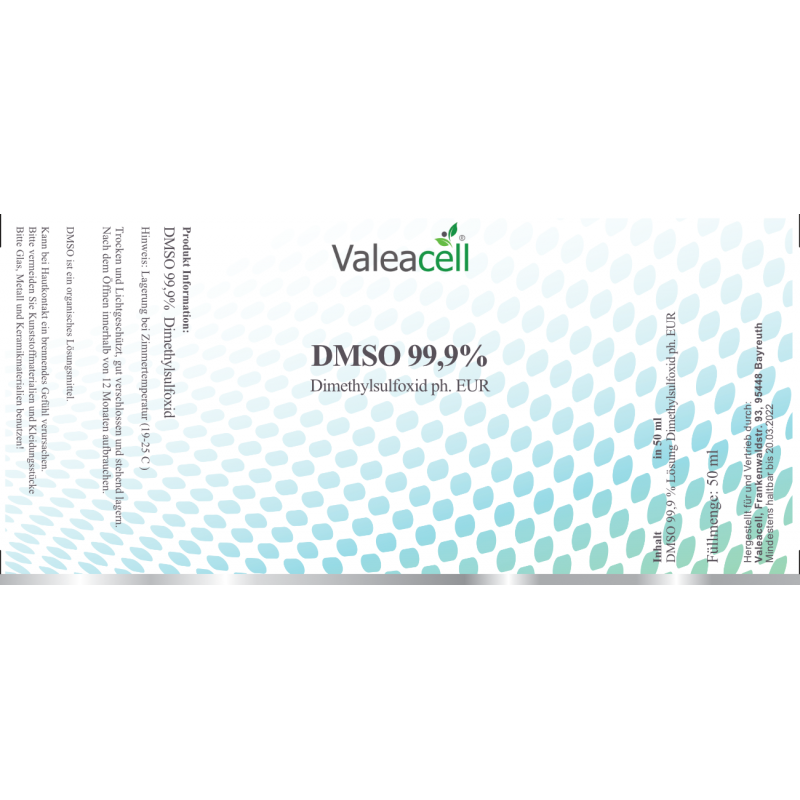 DMSO 99% Ph. EUR. | Valeacell Label
