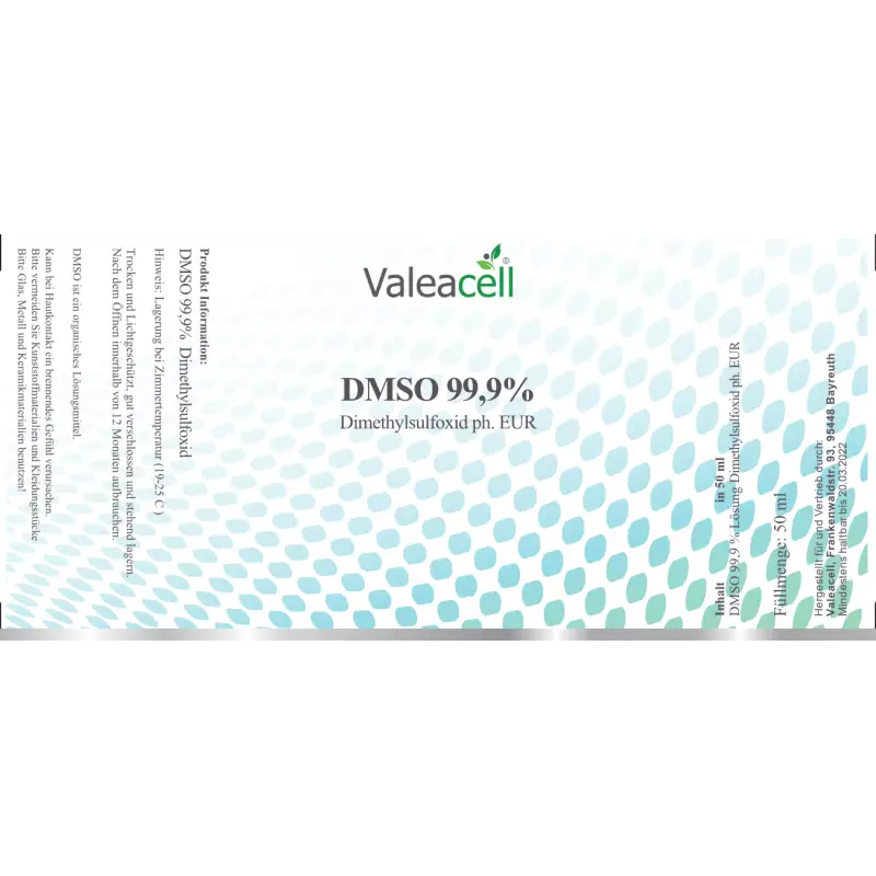 DMSO 99% Ph. EUR. | Valeacell Label