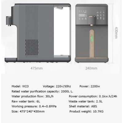 AURA W23 | Auftisch-Umkehrosmoseanlage mit Wasserstoff-Ionisator und Heißwasserfunktion